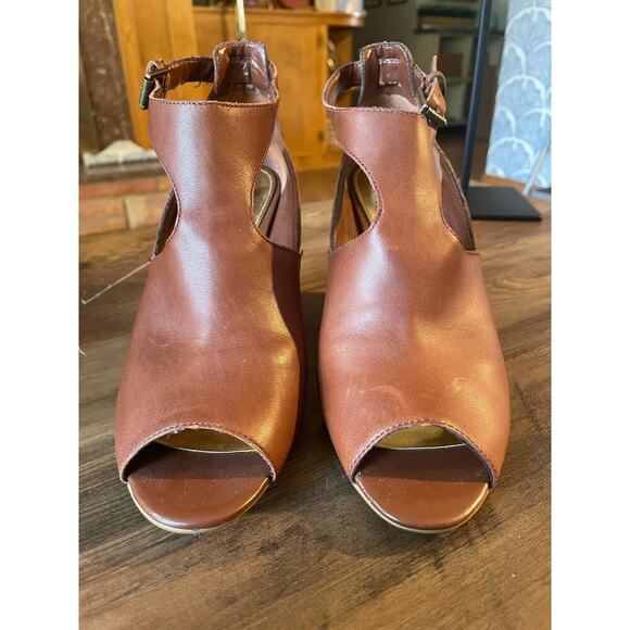 LAUREN Ralph Lauren Leather Wedge Sandals - Picture 1 of 5